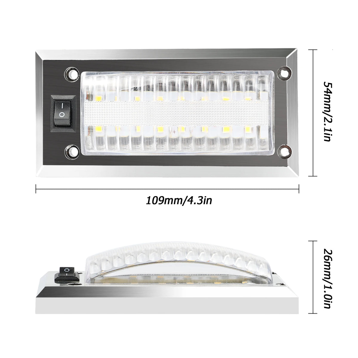 LED Interior Ceiling Reading Lamp 12V-24V close-up view