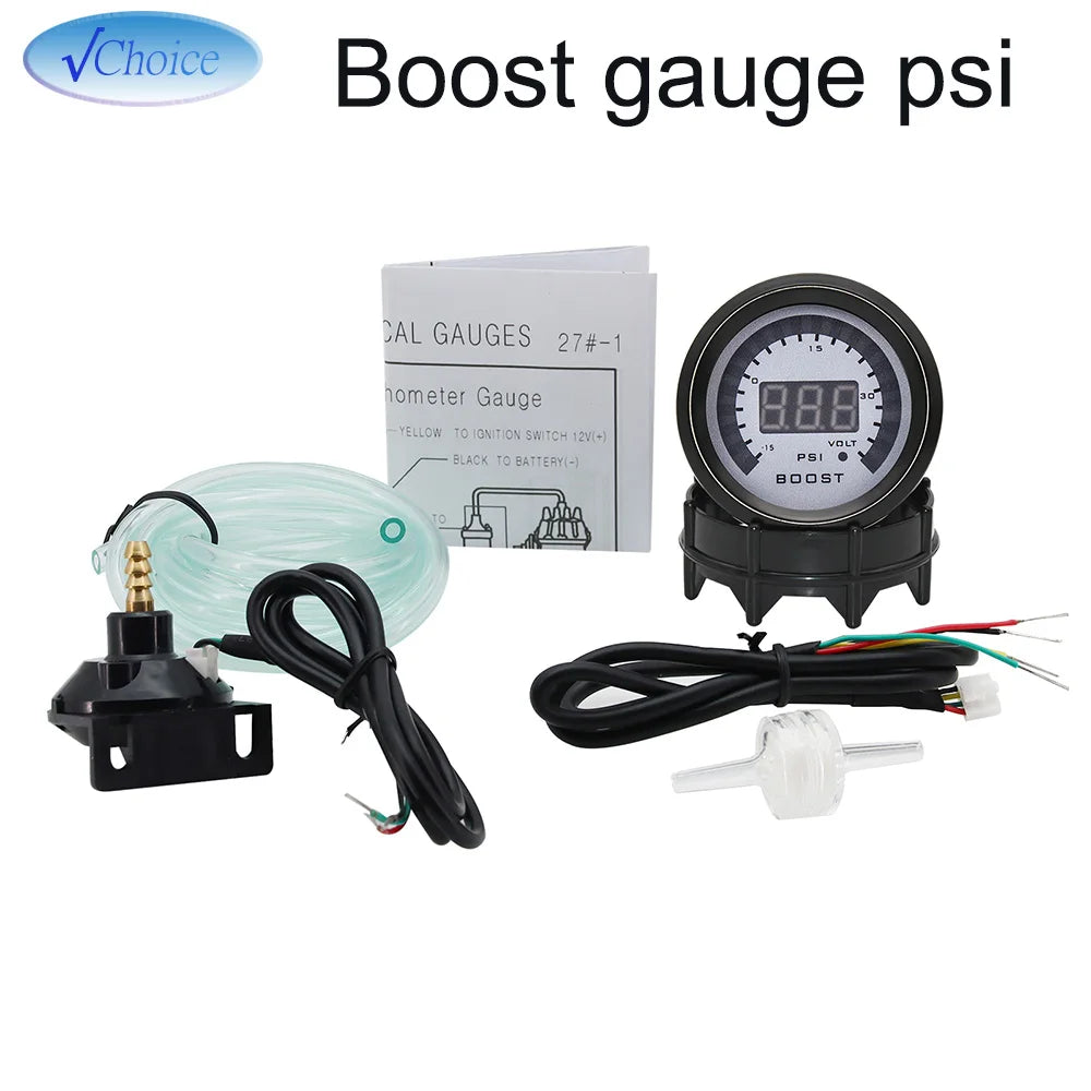 52mm Digital Car Gauge Set | AFR Tachometer Voltmeter Boost Vacuum Water Temp Oil T additional angle