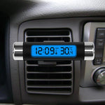 Car Digital LCD Clock and Temperature Display with Blue Backlight | Car Dashboard Ther close-up view