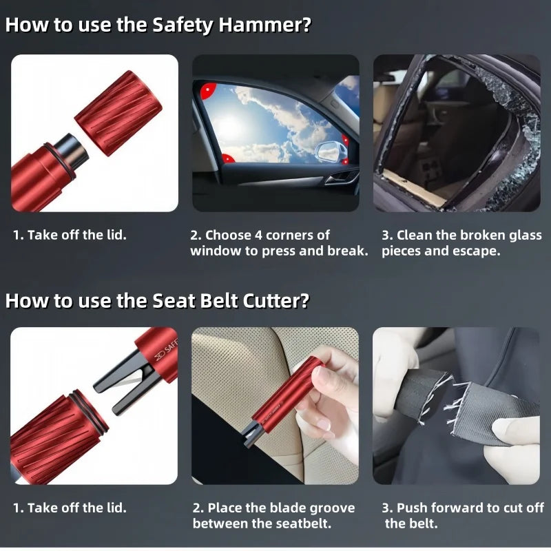 Car Emergency Hammer Seat Belt Cutter Glass Breaker additional angle