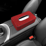 Rhinestone Genuine Leather Car Tissue Box Holder