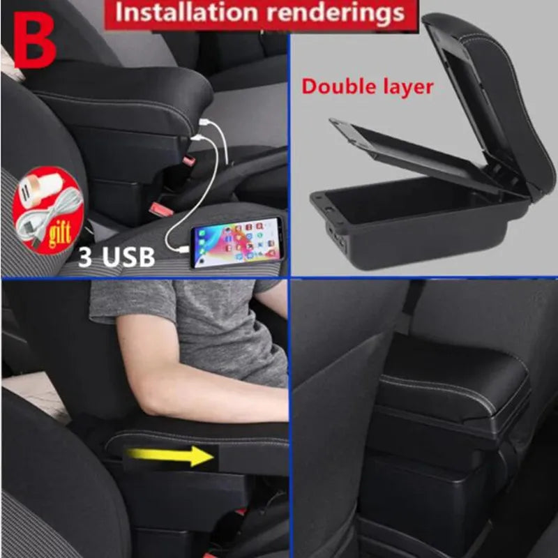 For Peugeot 107 Armrest For Citroen C1 Toyota Etios Aygo BJ Armrest Box Store Box Dedicated Retrofit Parts Car Accessories ﻿