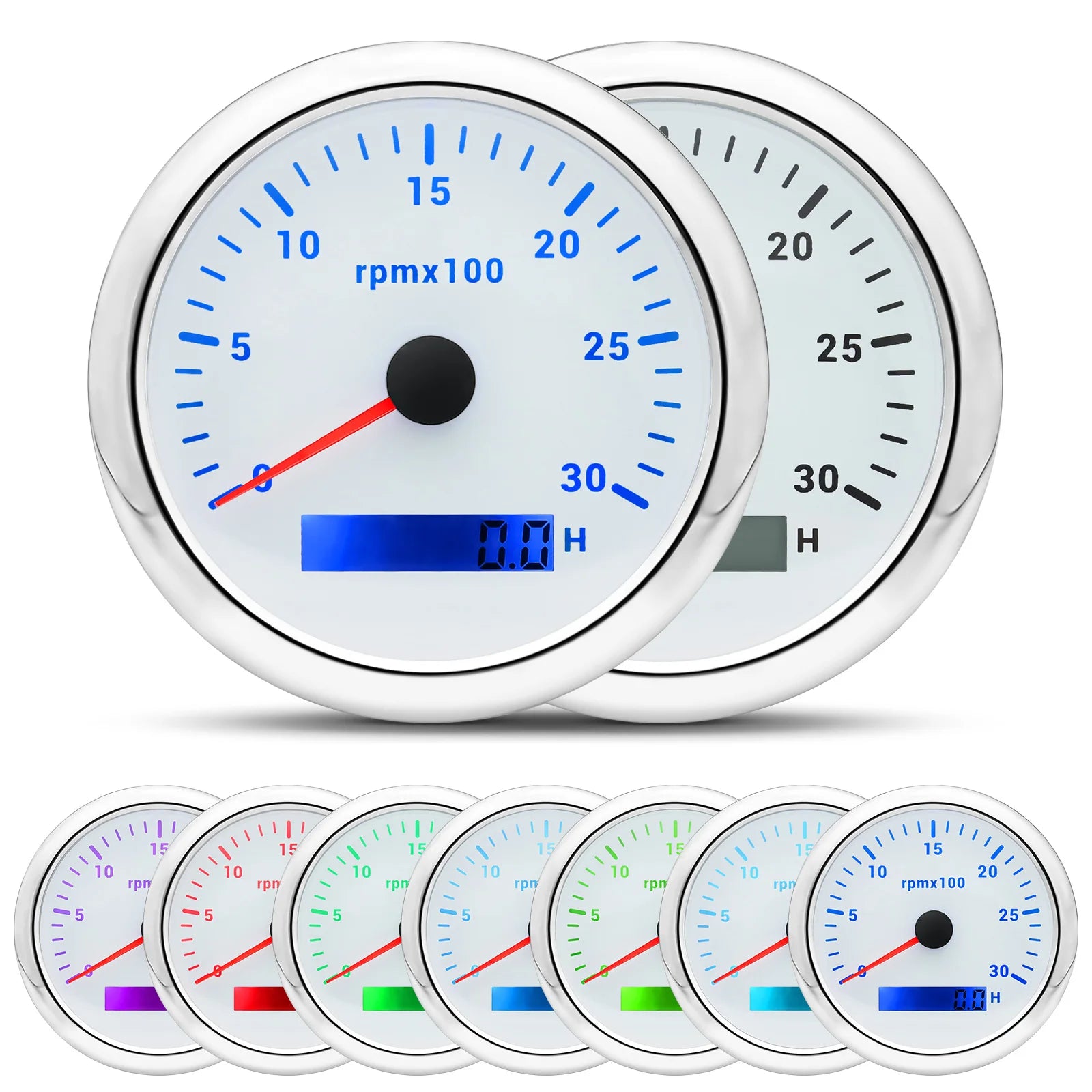 85MM Digital Tachometer 3000-8000 RPM | 7-Color Backlight LCD for Boat Car Marine RV lifestyle view