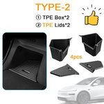 Tesla Model Y Juniper Rear Trunk Side Storage Box | TPE or Flocking Trunk Organizer Bi close-up view