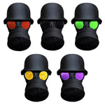 Gas Mask Trailer Hitch Cover | Unique Rust-Proof Helmet Plug for Receiver Tube close-up view