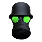 Gas Mask Trailer Hitch Cover | Unique Rust-Proof Helmet Plug for Receiver Tube close-up view