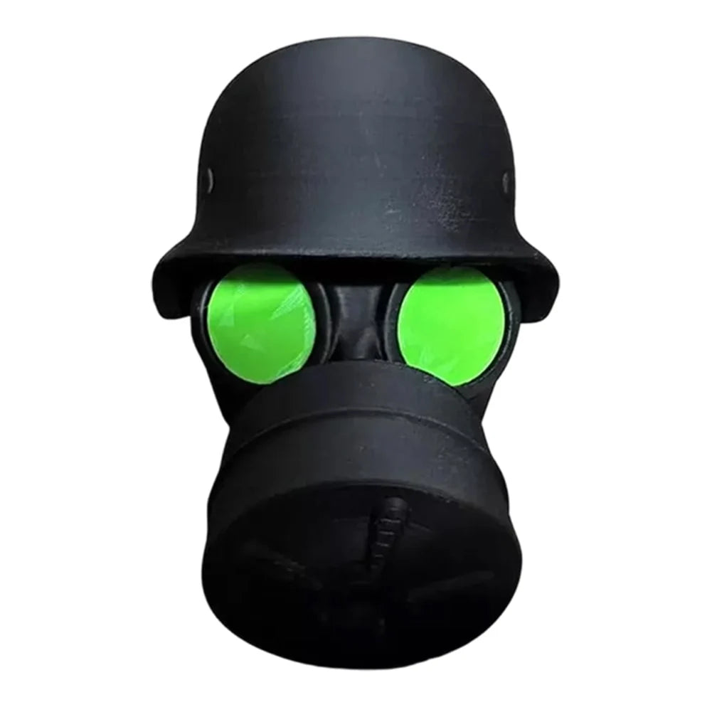 Gas Mask Trailer Hitch Cover | Unique Rust-Proof Helmet Plug for Receiver Tube close-up view