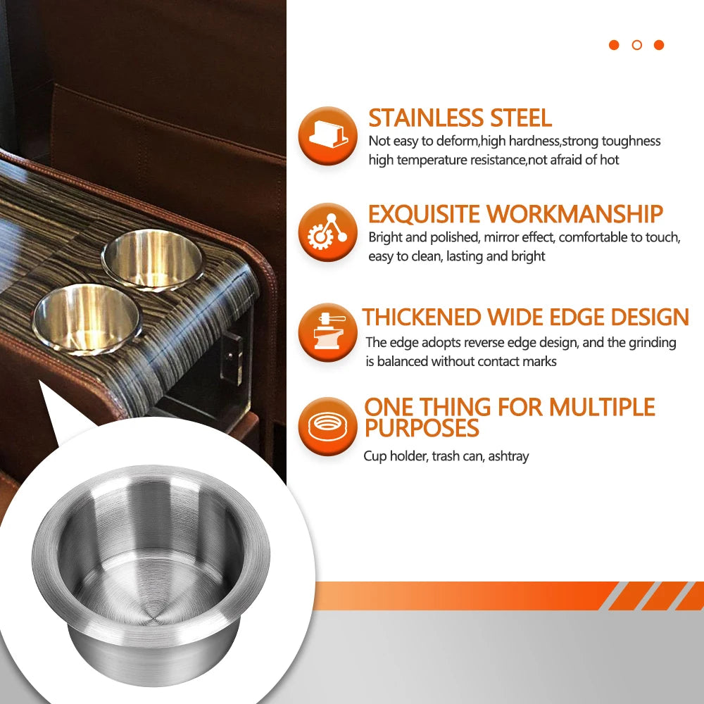 68/85/90mm Stainless Steel Marine Boat RV Cup Holder | Universal Rustproof Drink Bottl close-up view