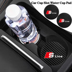 2Pcs Car Interior Leather Coaster Anti-noise Water Cup Pad for Audi S Line Models | additional angle