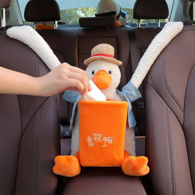 Car Trash Can Tissue Box Two-in-one Car Hanging Storage Bucket Cute Cartoon Car Storage Bucket Femal