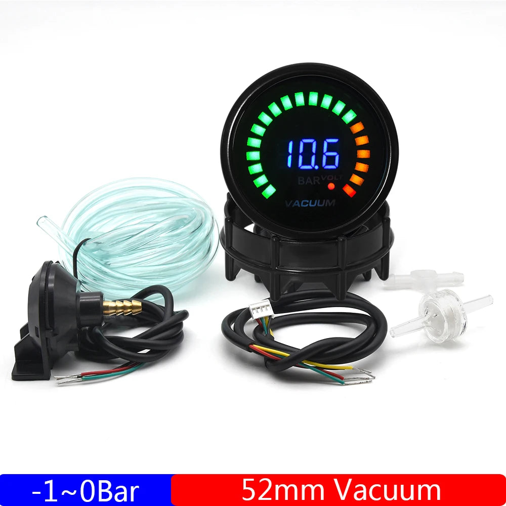 2" 52MM Digital LED Gauge Set | PSI Boost Vacuum Water Temp Oil Temp Oil Press Voltme alternate view
