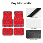 Red Bohemian Paisley Print Car Floor Mats 4Pcs Universal Anti-Slip Auto Carpet Interi lifestyle view