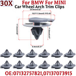 30Pcs Wheel Arch Trim Molding Clips For BMW For Mini For Cooper R50 R52 R55 R56 07132757821 07137073
