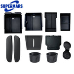 9PCS Set Center Console Upper Lower Storage Tray Armrest Hidden Box Cup Holder Mat For Tesla Model Y
