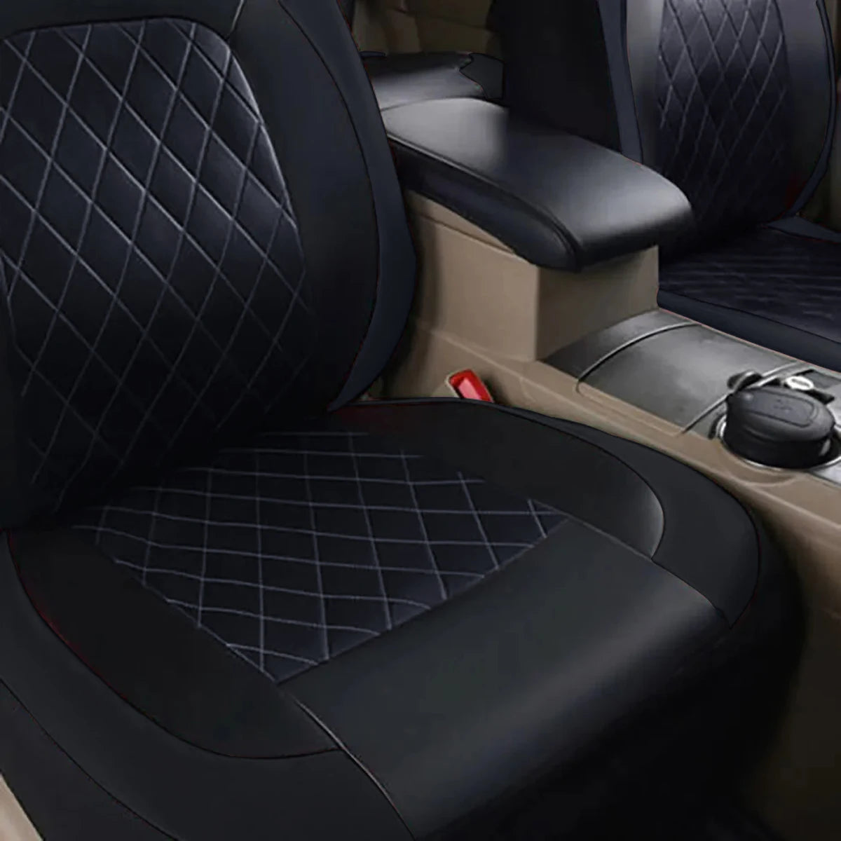 All Season Quited PU Leather Car Seat Cover Full Surrounded Seat Protector Waterpro additional angle