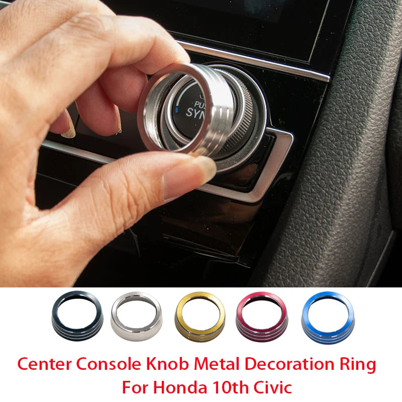2pcs AC Function Knob Decoration Ring Center Console Air Conditioning Control Trim Cover For Honda C