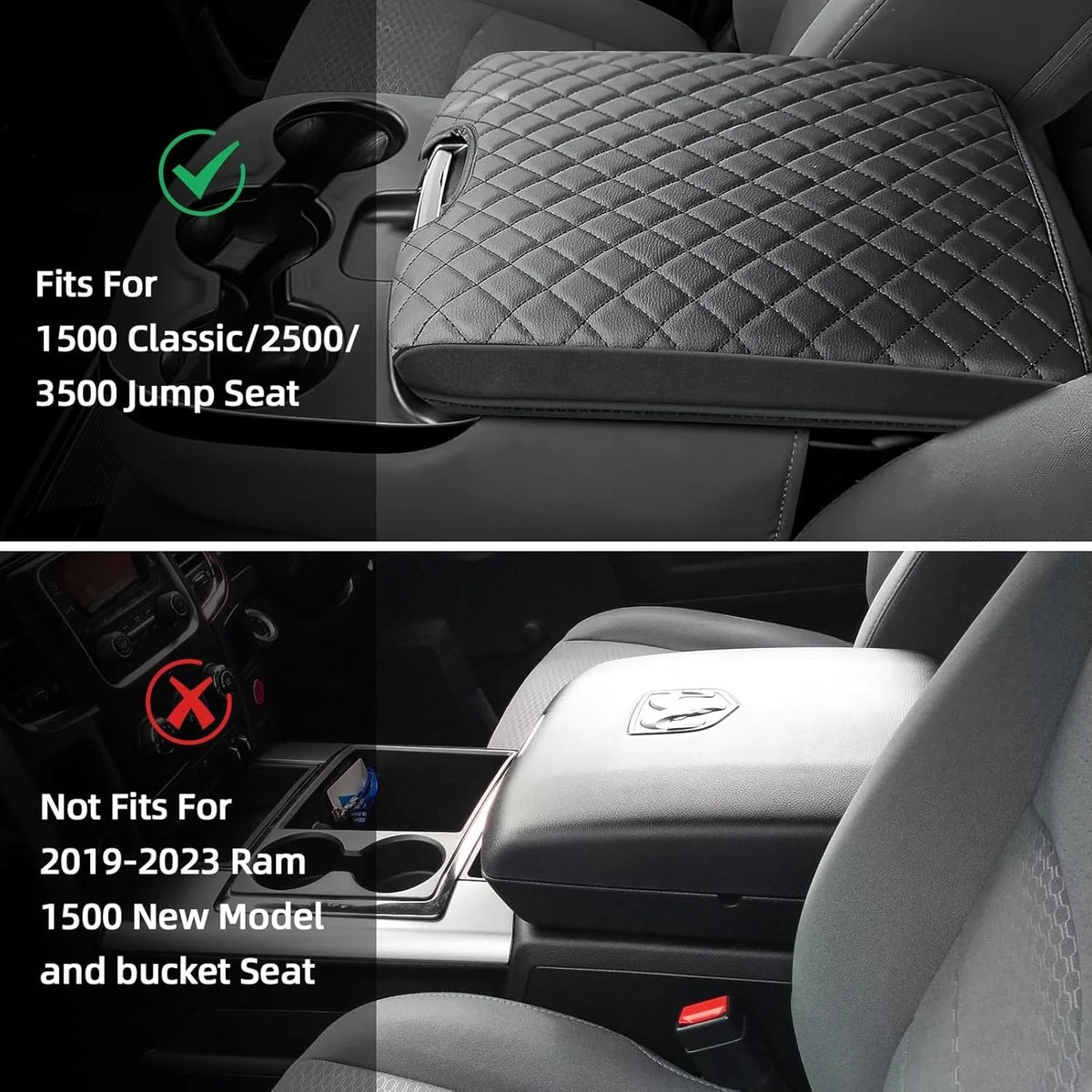 Armrest Cover for 2013-2018 Dodge Ram 1500 & 2013-2023 Ram 2500/3500/1500 Classic J additional angle