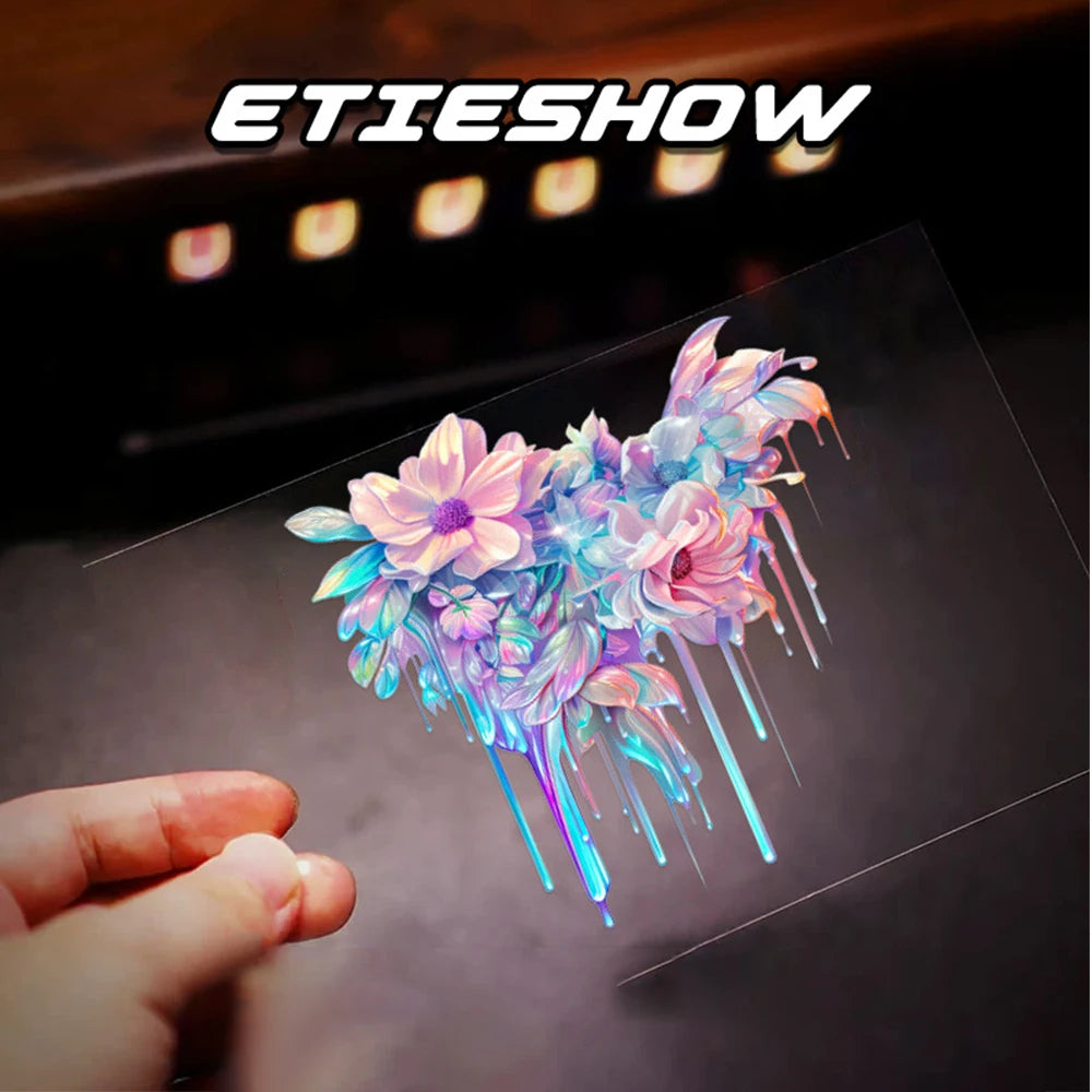 Car Interior Stickers with Dopamine Coloured Fluid Paint Vinyl Reflective | Car Decals close-up view