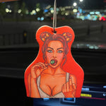 Sexy Beauty Biting a Lollipop Car Fragrance Tablet | Arctic Ice Scented Air Freshener