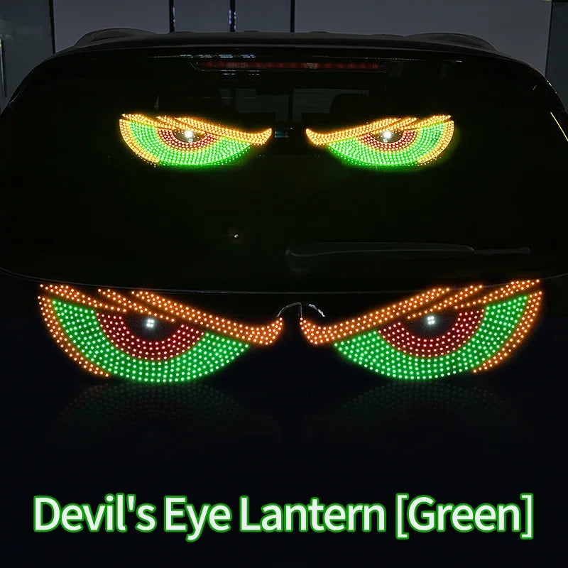 USB Dynamic LED Eye Display Pixel Panel | Car Truck Demon Eyes Windshield Decoration L close-up view