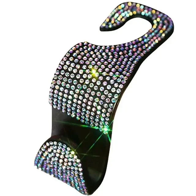 Rhinestone Car Seat Back Hook Bling Diamond Hanger Auto Back Universal Headrest Mou additional angle