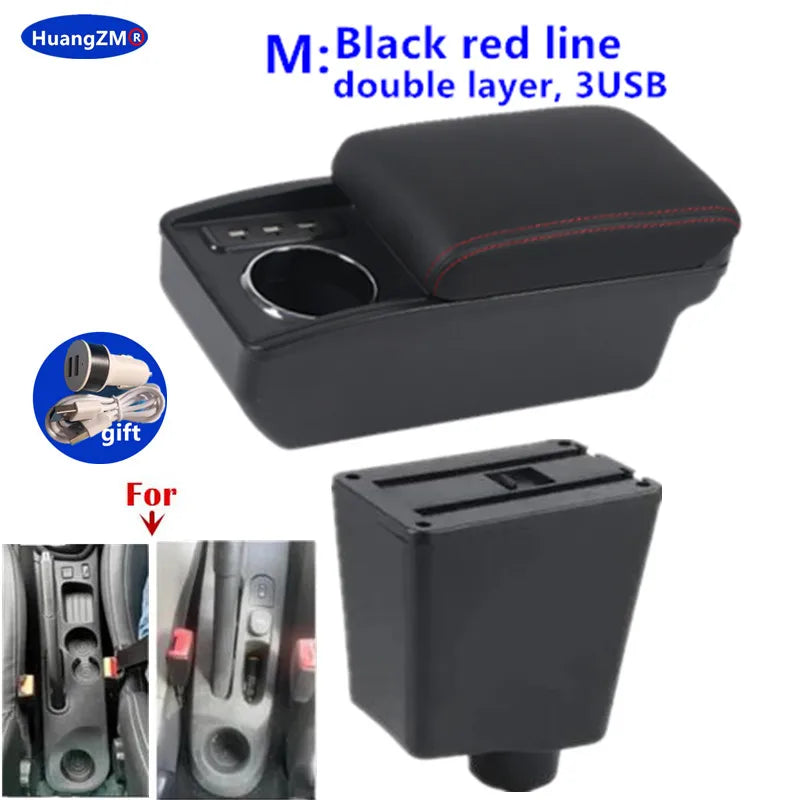 Car Armrest For Renault Clio 4 Armrest Box For Renault Captur Clio 3 III IV Double-Layer Storage Box Cup Holder Car Accessories