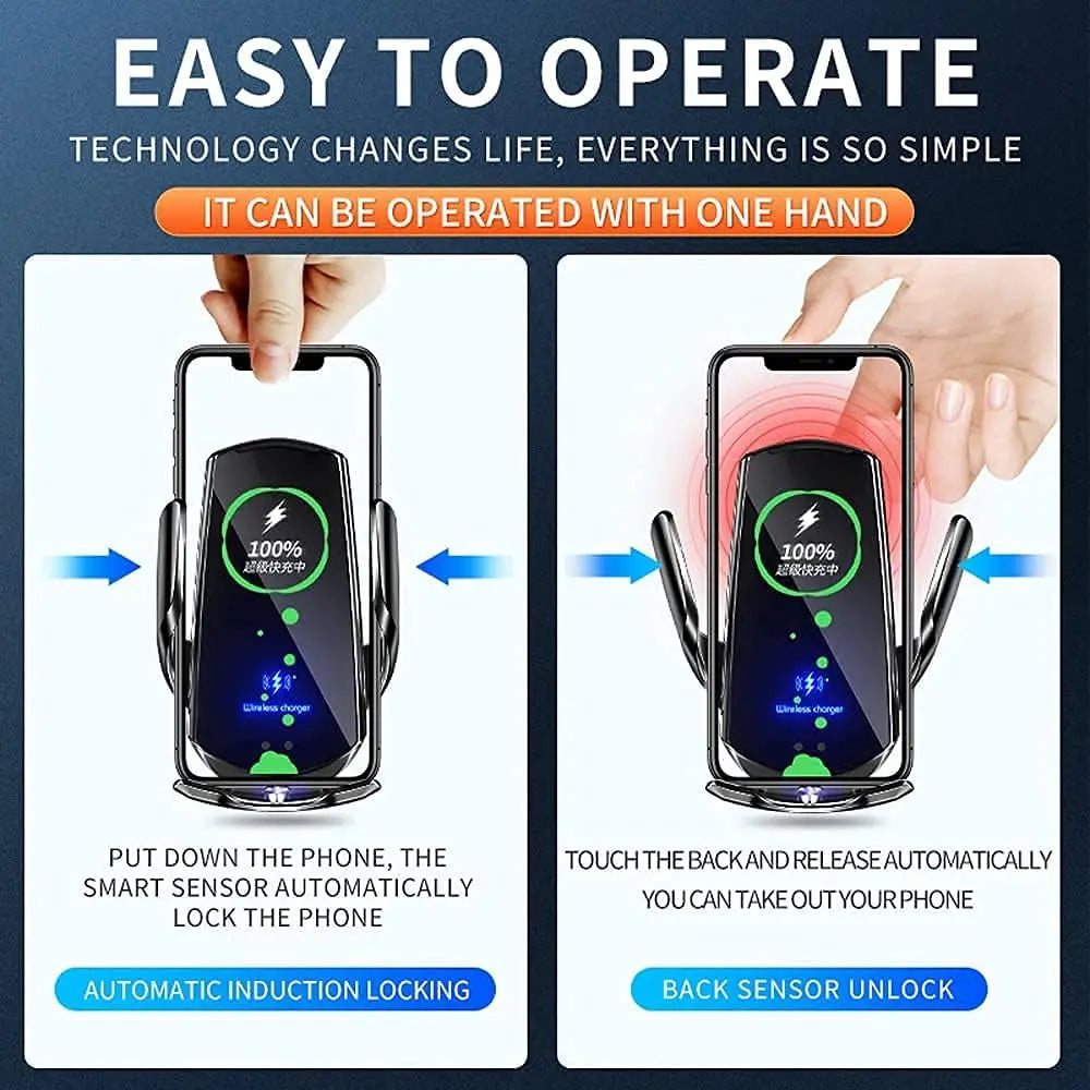 Q3 Smart Sensor Car Phone Wireless Charger | 15W Fast Auto-Clamping Qi Car Mount detail view