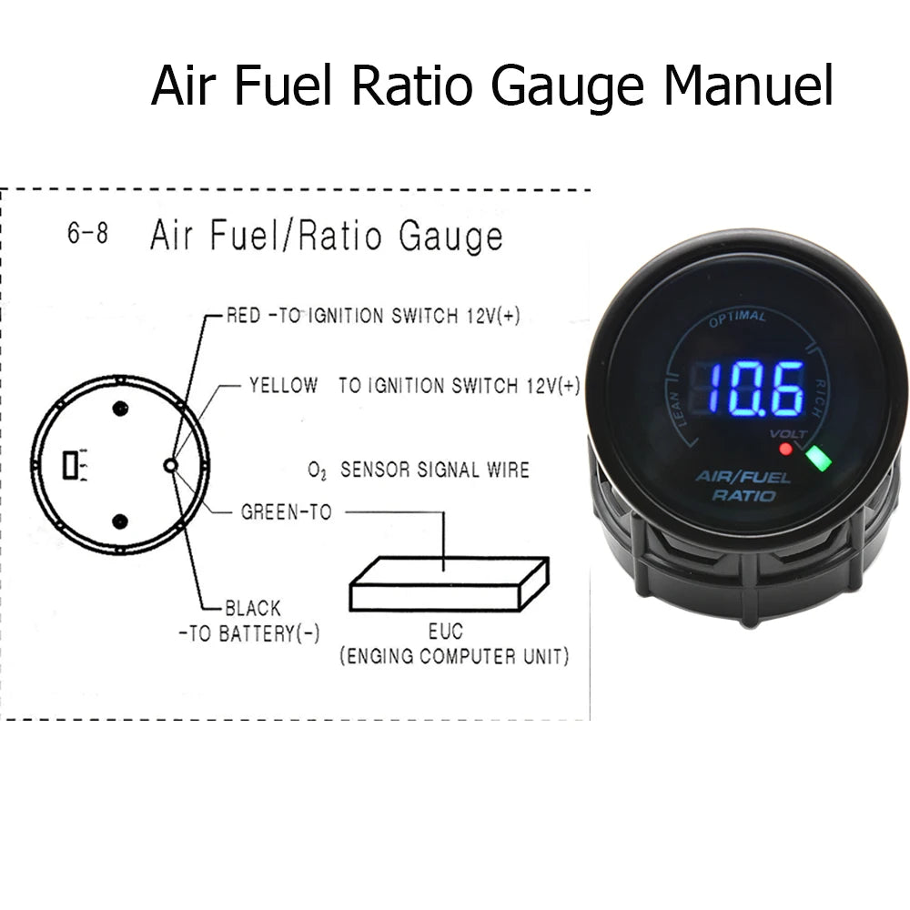52mm Digital Air Fuel Ratio Gauge | Narrowband O2 Sensor for 12V Racing Cars detail view