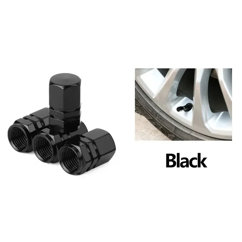 Aluminum Alloy Car Tire Valve Caps | 4-Pack Waterproof Dustproof Stem Covers for Auto close-up view
