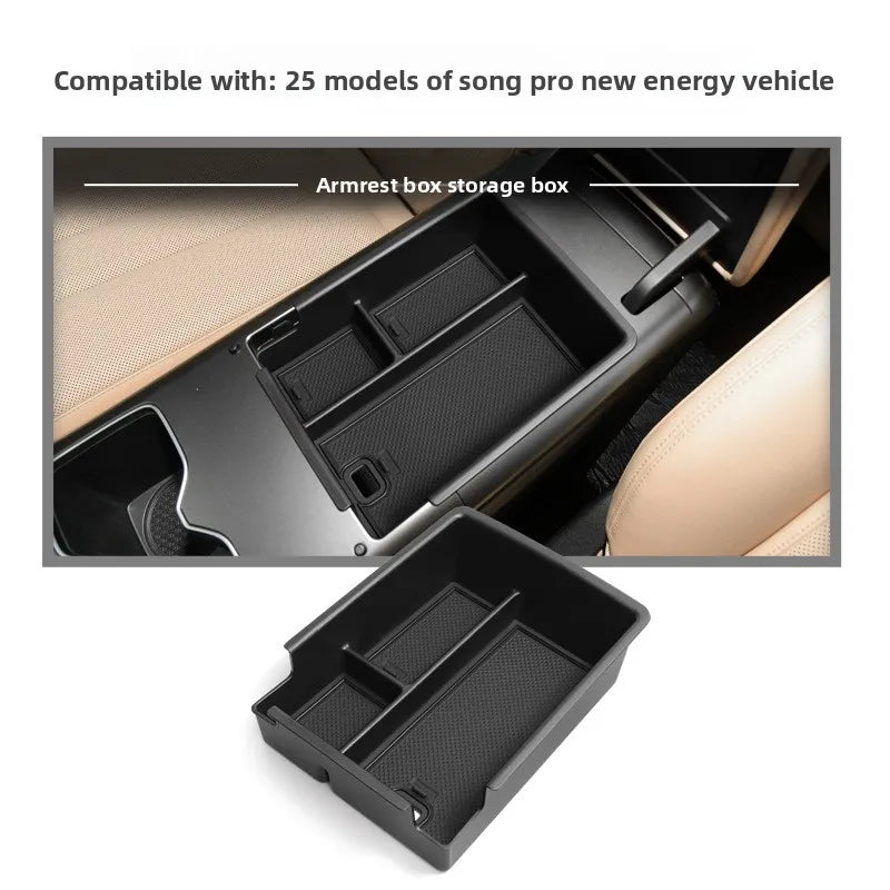 Center Console Organizer Tray for BYD Song Pro 2025 Armrest Storage Box with Non-Slip Mat Drop-in Car Interior Accessory