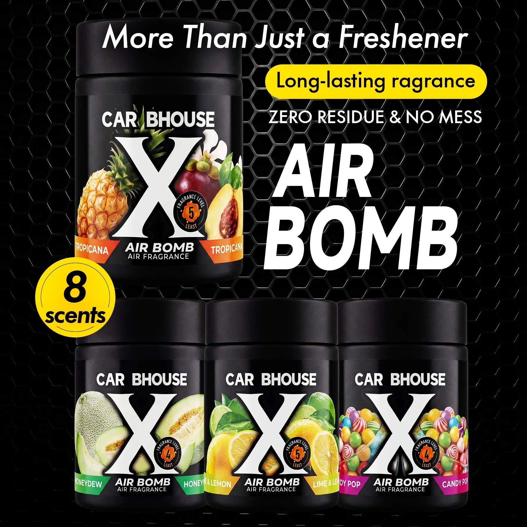 Portable Car Air Freshener | Solid Fiber Cotton Diffuser with Tropical Fruit Scent