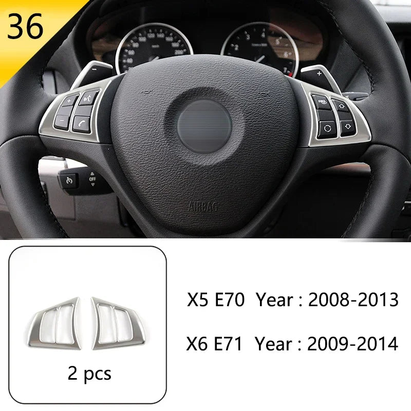 Car Styling For BMW X5 X6 E70 E71 Console Gearshift Frame Decorative Trim Strips Stainle detail view
