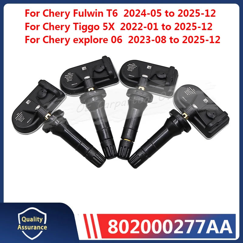 802000277AA Tire Pressure Sensor 4PCS TPMS 433MHz for Chery OMODA 5 Tiggo 7 PLUS EXEED LX