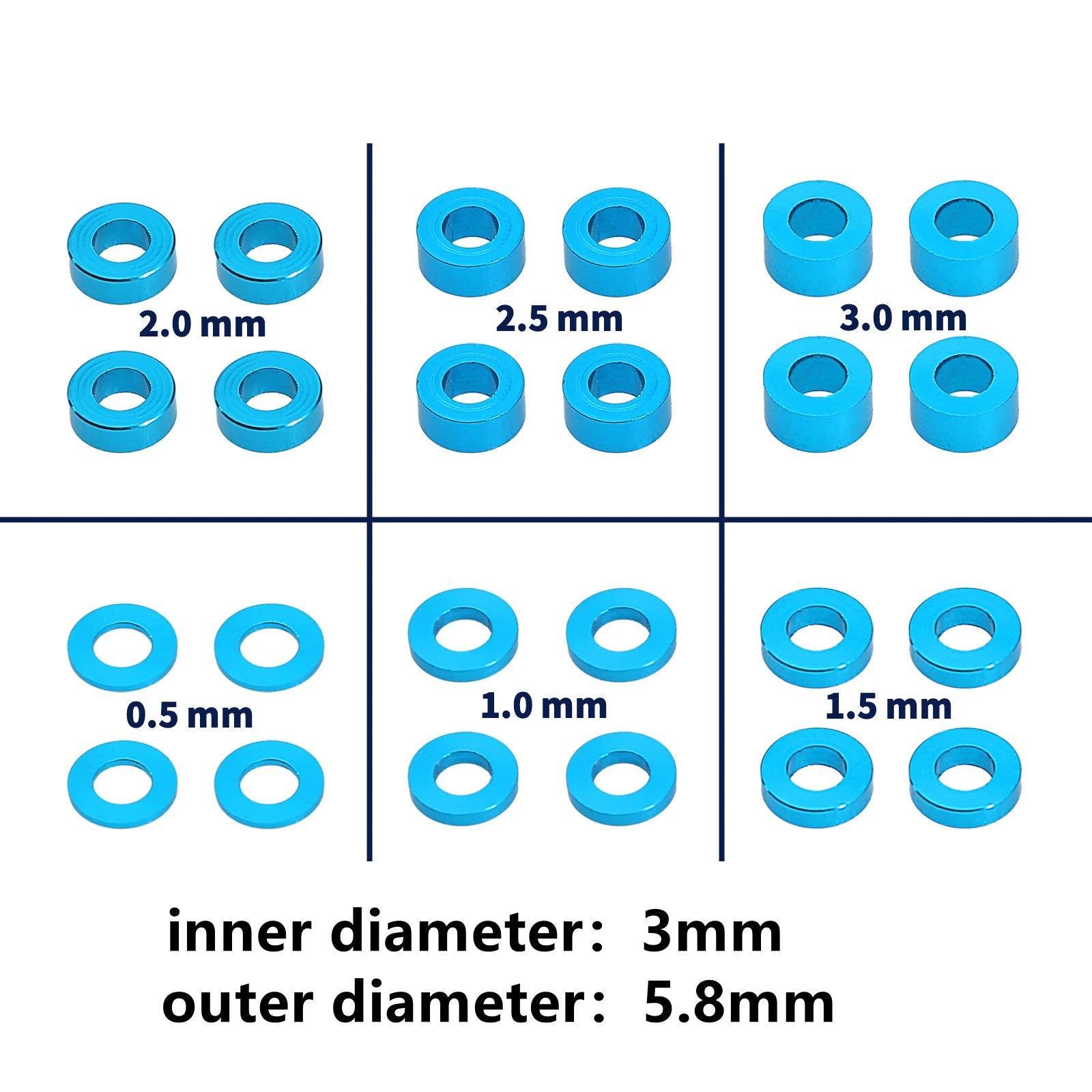 M3 Aluminum Alloy Screw Spacer Set 3mm For RC Car
