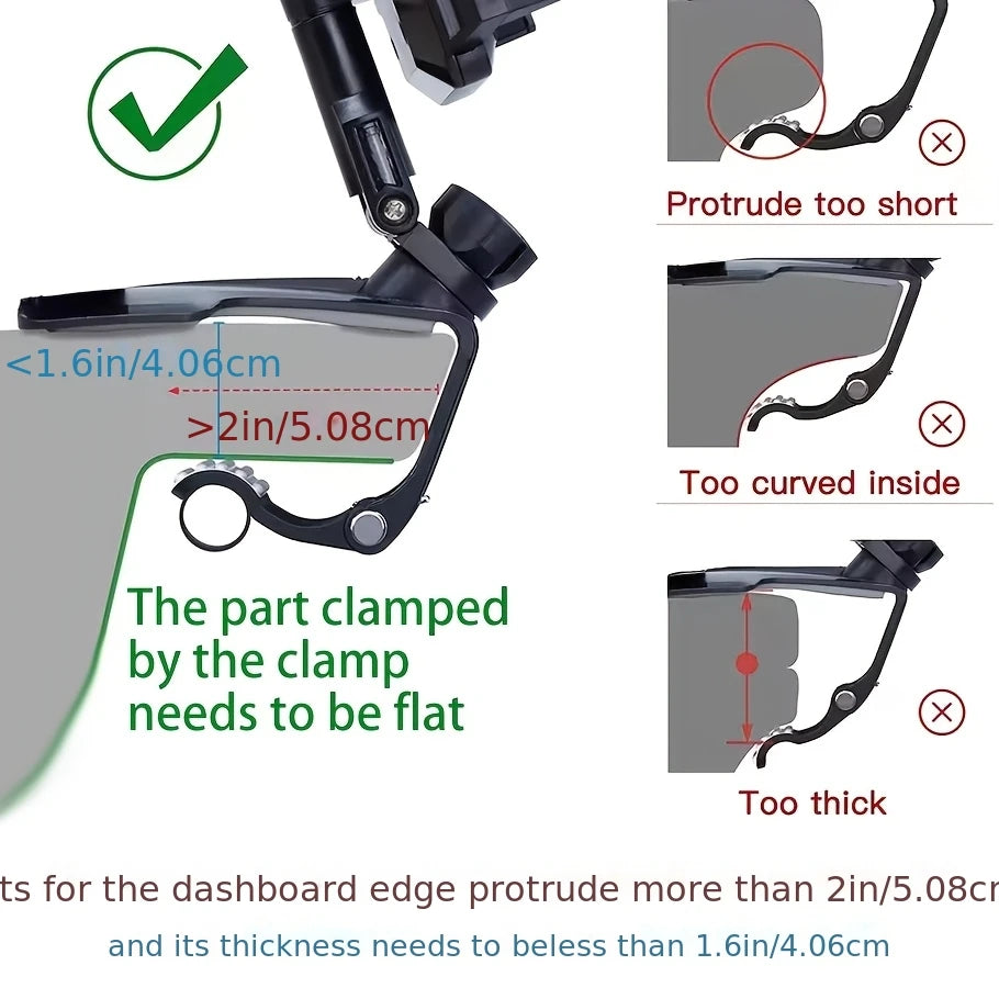 Lcars Metal-Textured Multifunctional Car Phone Holder, with Metal Clamp Arm and Abs Plastic Material, Used for Phone Navigation and Entertainment, Does Not Block the Line of Sight, Can Be Adjusted to Multiple Angles, Supports
