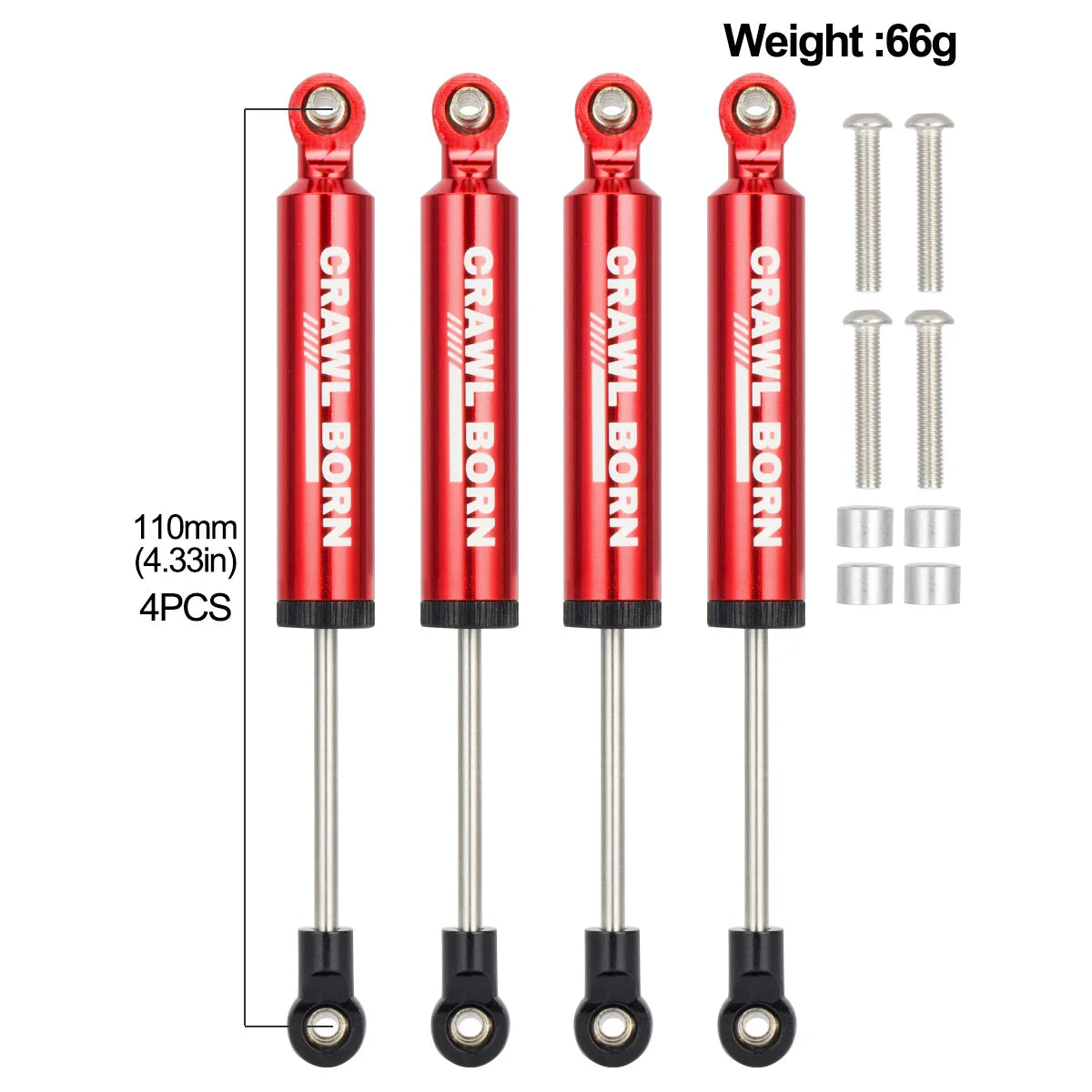 4PCS Metal Built-in Spring Shock Absorber 70/80/90/100/110mm for 1/10 RC Crawler Car alternate view