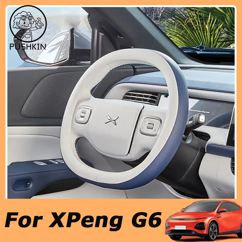 For XPeng Xiao Peng G6 2023 2024 2025 Car Steering Wheel Cover Leather Non-slip Auto Interior Accessories