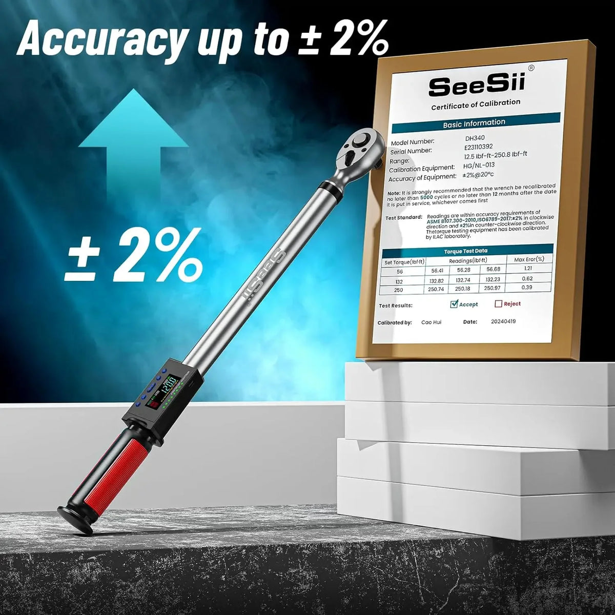Seesii Digital Torque Wrench 340N.m Digital Electric Wrench 1/2" Drive 12.5-250.8ft-l alternate view