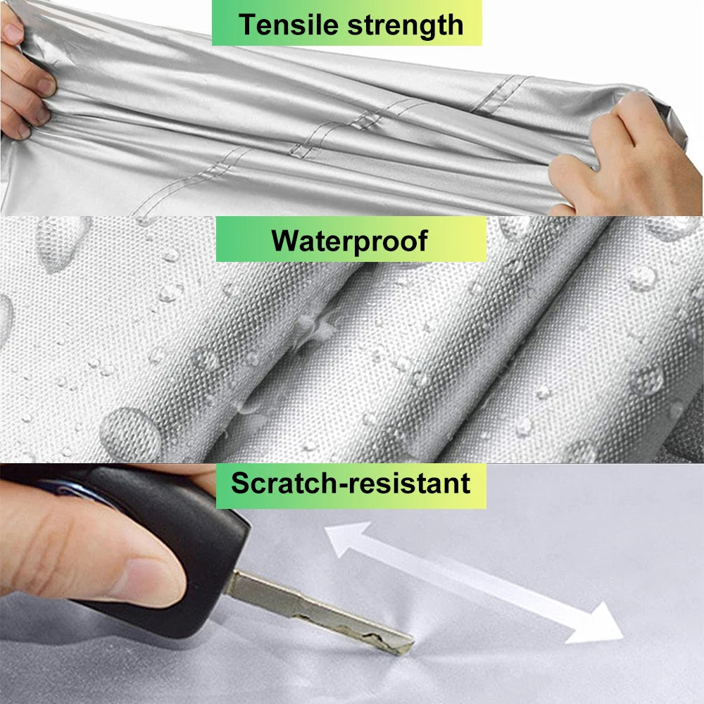 Car Cover Thickened Outdoor Sun Protection 190T | Full Exterior Snow Cover with Reflecti detail view