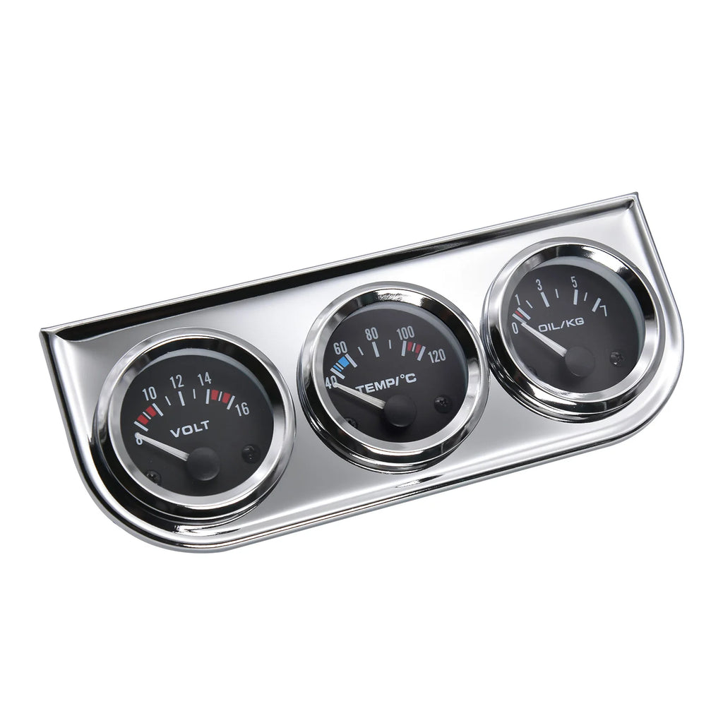 52MM 3 In 1 Oil Pressure Gauge + Volt meter + water temp gauge Kit Volt meter with sensor Oil Temperature Gauge Triple Meter