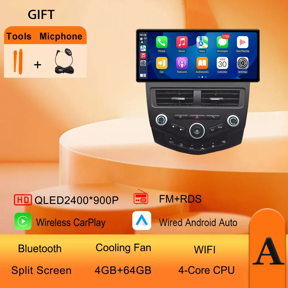 12.3 Inch Ultra-Thin Screen CarPlay Android Car Radio for Honda Accord 7 2004-2007 | G close-up view