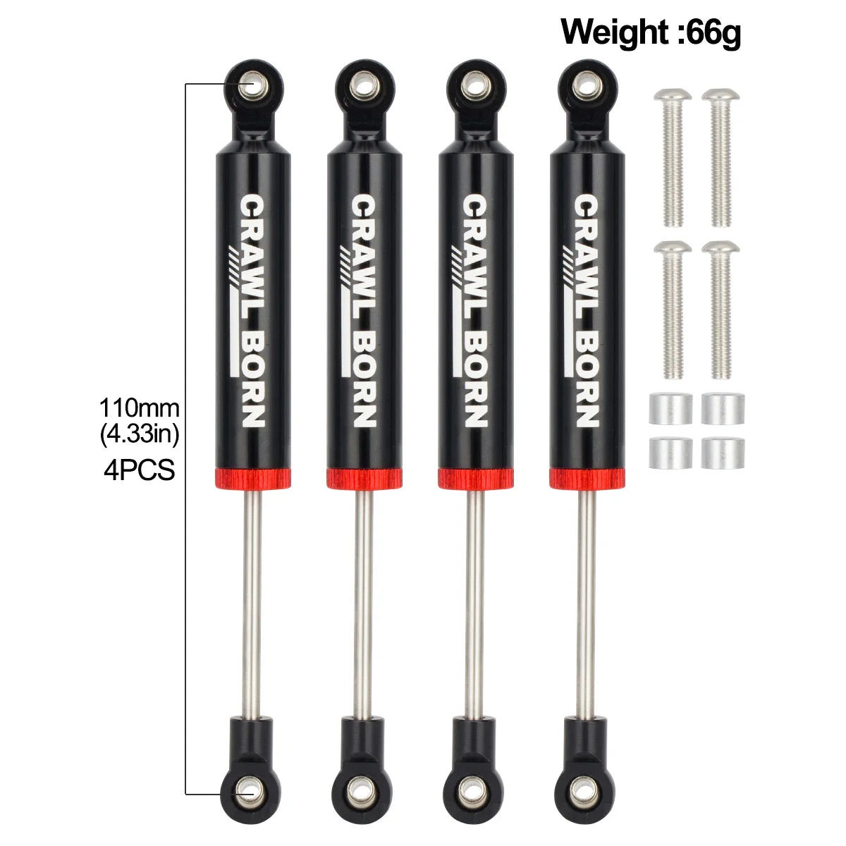 4PCS Metal Built-in Spring Shock Absorber 70/80/90/100/110mm for 1/10 RC Crawler Car A close-up view