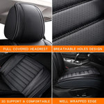 5pcs Full Set Car Seat Covers PU Leather Front Rear Seat Bench Protector Four Season Universal Fit Most Car Sedan SUV