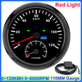 2 IN 1 110mm Gauge 120KMH,200KMH GPS Speedometer Gauge+Tachometer 0~8000RPM Turn Light with GPS antenna Mileage Car Boat Custom