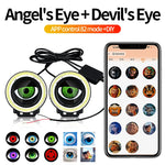 Devil's Eye LED Car Dynamic HeadLamps Angel Eyes lamp Waterproof Headlight 82 Modes De close-up view