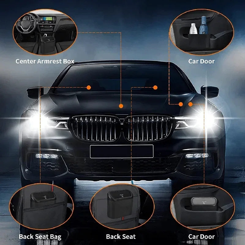 Car Trash Can (with Lid) Contains 60 (300) Garbage Bags, Small Car Trash Can, Leak-pro close-up view