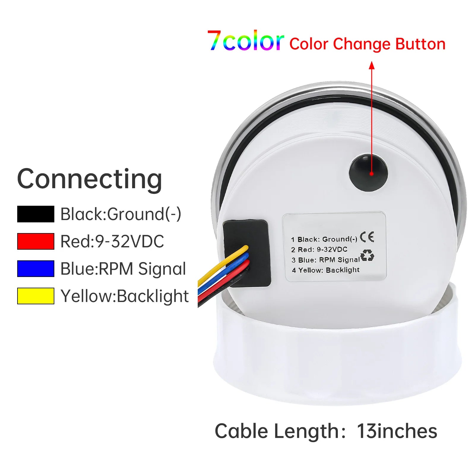 HD 85mm Tachometer with LCD Hourmeter | 7 Color Backlight Tacho Gauge for Marine Boat lifestyle view