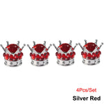 Bling Bling Rhinestone Valve Stem Caps | Chrome Crown Tire Valve Caps for Cars, Bikes close-up view