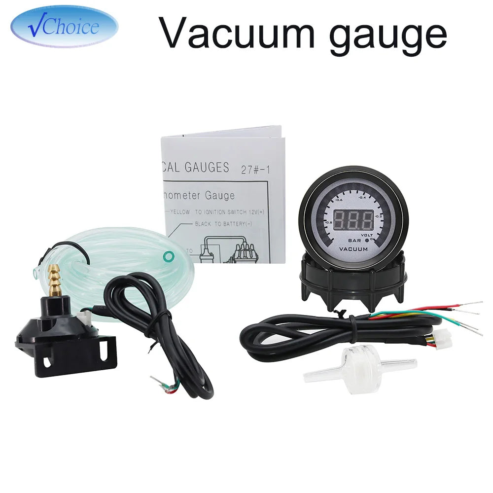 52mm Digital Car Gauge Set | AFR Tachometer Voltmeter Boost Vacuum Water Temp Oil Tem alternate view