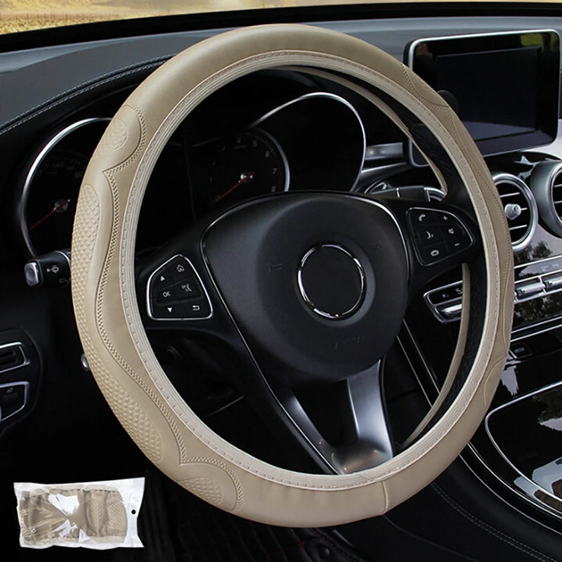 [FE] [FE] Universal Auto Car Steering Wheel Cover Leather Breathable Anti-slip 38cm alternate view